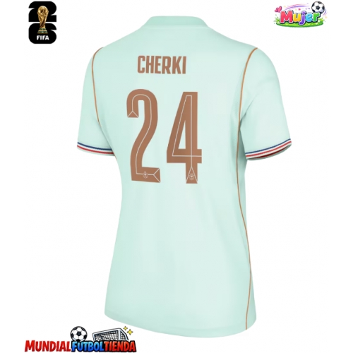 Camiseta Francia Rayan Cherki #24 Segunda Equipación Replica Mundial 2026 para mujer mangas cortas